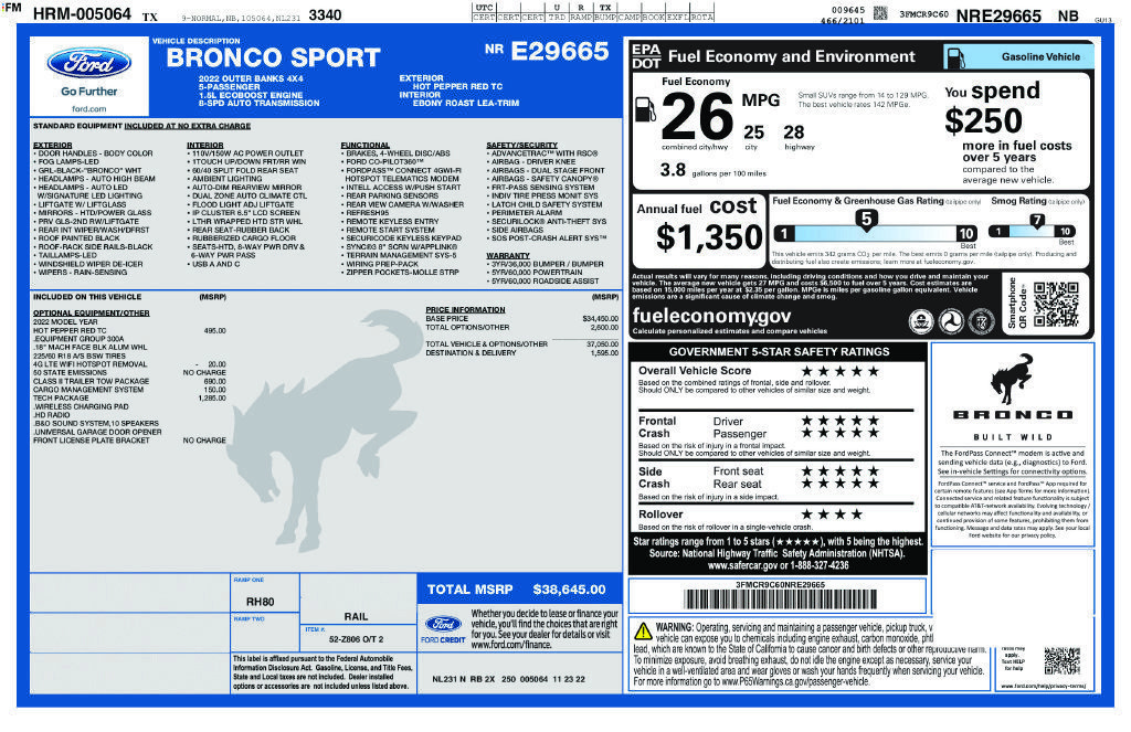 Used 2022 Ford Bronco Sport Outer Banks w/ Tech Package AWD/4WD image 43