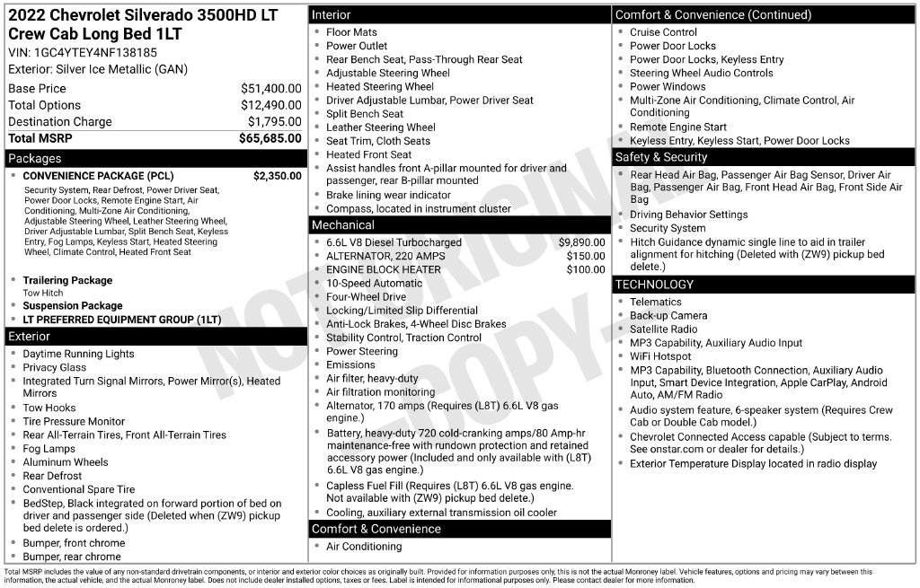 Used 2022 Chevrolet Silverado 3500 LT w/ Convenience Package AWD/4WD image 25