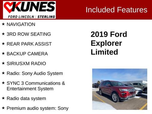 Used 2019 Ford Explorer Limited w/ Class III Trailer Tow Package image 2