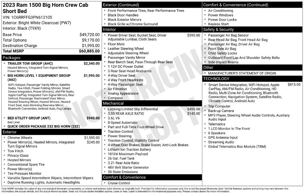 Certified 2023 RAM 1500 Big Horn w/ Trailer Tow Group AWD/4WD image 37