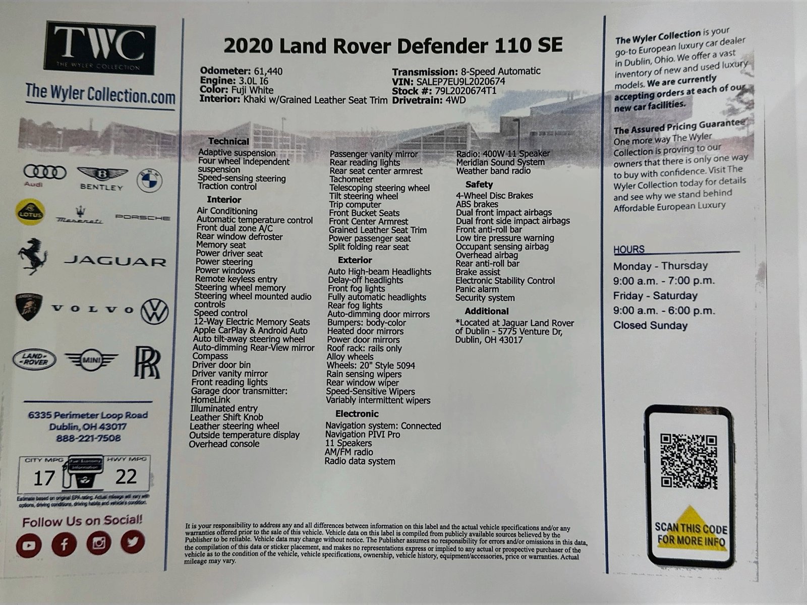 Used 2020 Land Rover Defender 110 SE AWD/4WD image 46