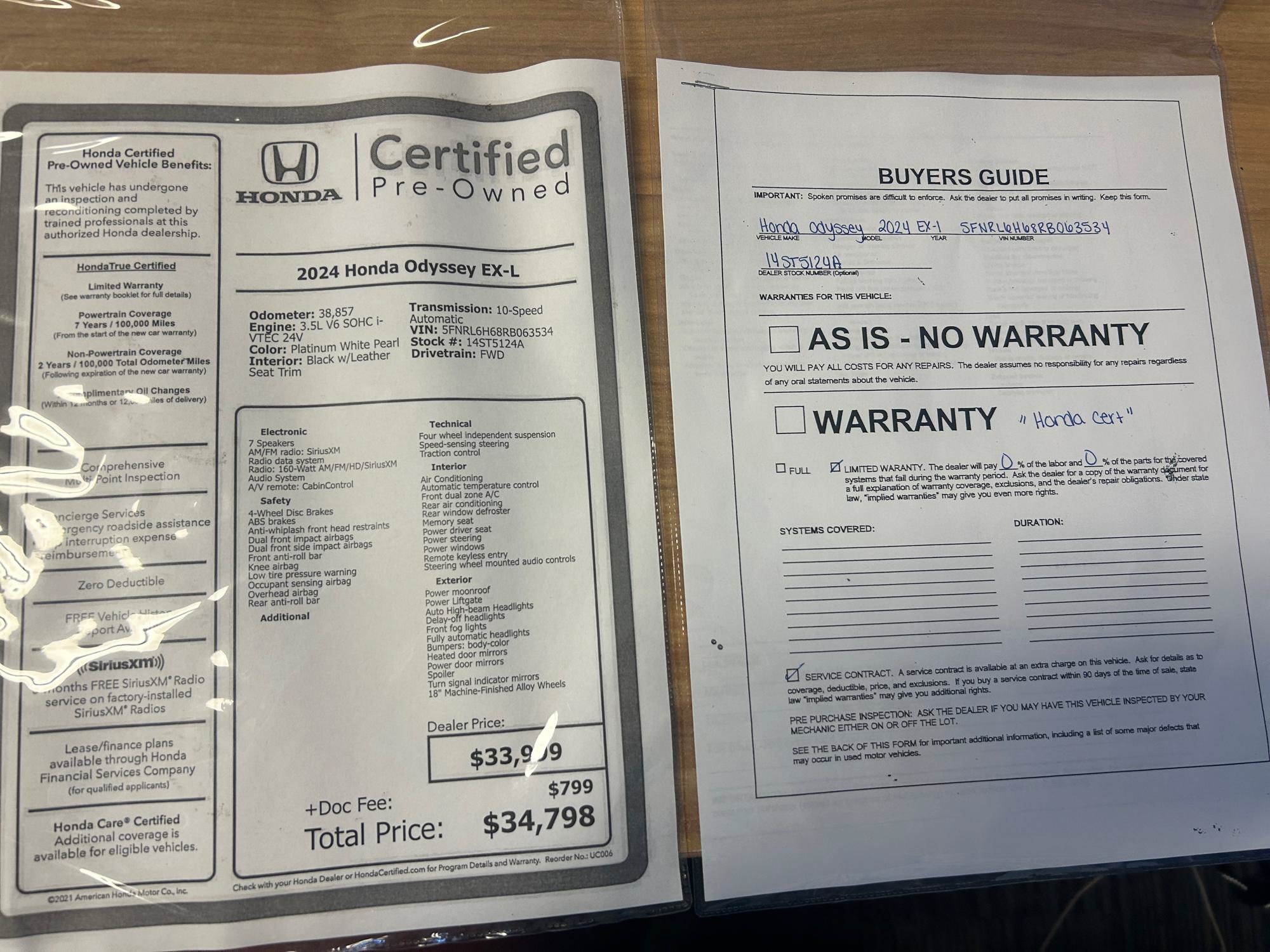 Certified 2024 Honda Odyssey EX-L image 37