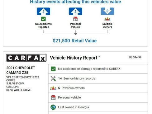 Used 2001 Chevrolet Camaro Z28 w/ Preferred Equipment Group 2 image 2