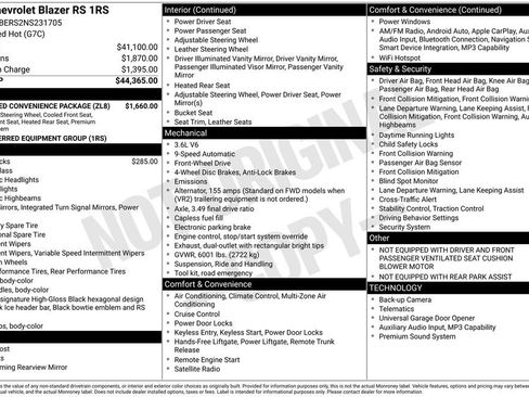 Used 2022 Chevrolet Blazer RS w/ Enhanced Convenience Package FWD image 37