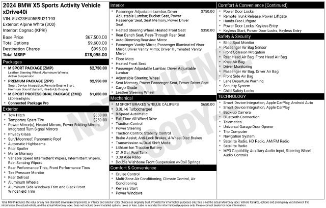 Used 2024 BMW X5 xDrive40i w/ M Sport Package AWD/4WD image 46