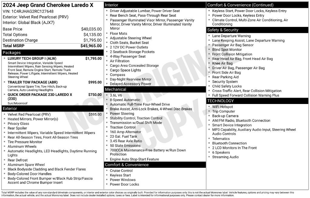 Certified 2024 Jeep Grand Cherokee Laredo X w/ Luxury Tech Group I AWD/4WD image 45