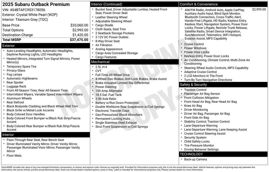 Used 2025 Subaru Outback Premium AWD/4WD image 7