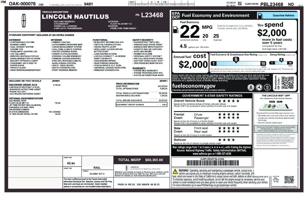 Used 2023 Lincoln Nautilus Reserve w/ Equipment Group 201A AWD/4WD image 42