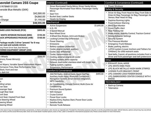 Used 2021 Chevrolet Camaro SS w/ LPO, Camaro Logo Package RWD image 64