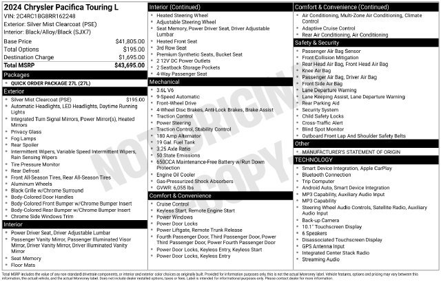 Used 2024 Chrysler Pacifica Touring-L FWD image 2