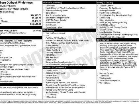 Certified 2026 Subaru Outback Wilderness w/ Wilderness Package AWD/4WD image 35