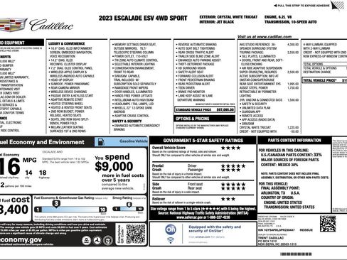 Used 2023 Cadillac Escalade ESV Sport w/ Touring Package image 72