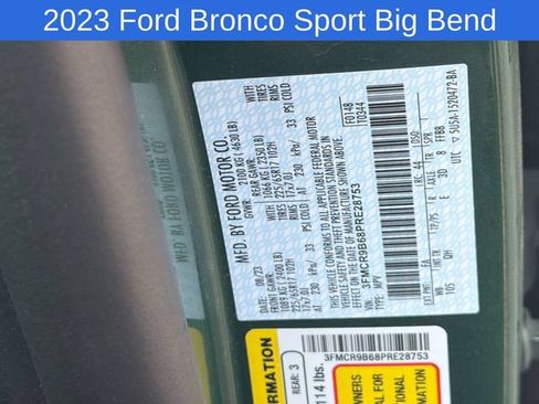 Used 2023 Ford Bronco Sport Big Bend w/ Convenience Package AWD/4WD image 19