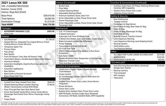 Used 2021 Lexus NX 300 AWD w/ Accessory Package 2 image 9