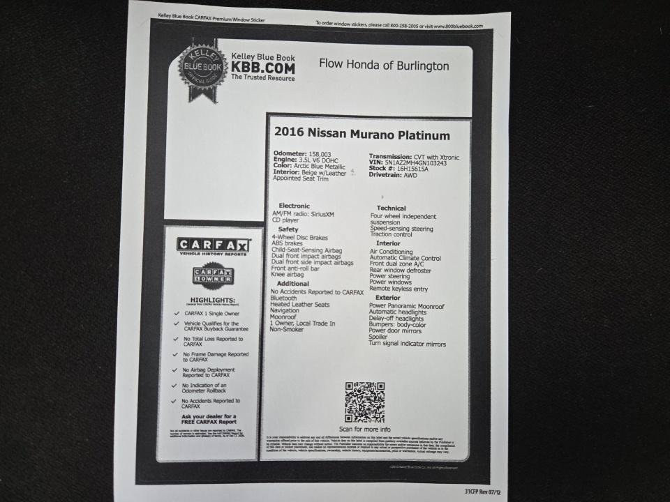 Used 2016 Nissan Murano Platinum w/ Platinum Technology Package AWD/4WD image 37