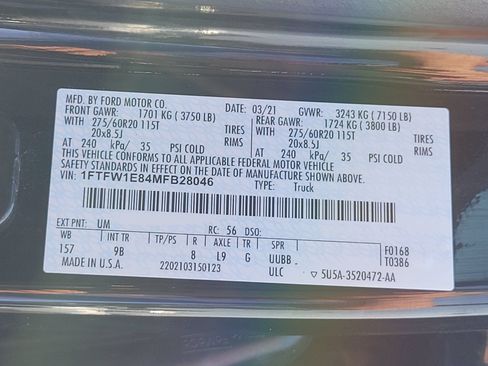 Used 2021 Ford F150 Platinum w/ Equipment Group 701A High AWD/4WD image 14