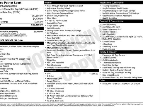 Used 2016 Jeep Patriot Sport w/ Power Value Group FWD image 21