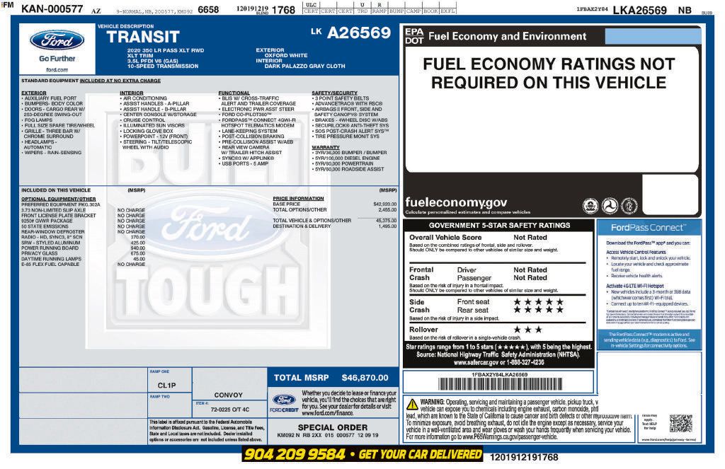 Used 2020 Ford Transit 350 XLT RWD image 2