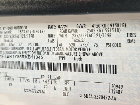 Used 2024 Ford Transit 250 Low Roof w/ Load Area Protection Package RWD image 16