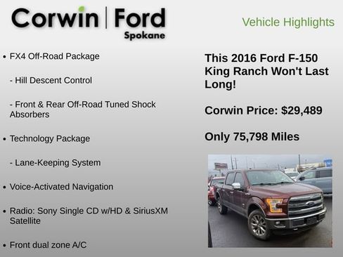 Used 2016 Ford F150 King Ranch w/ Equipment Group 601A Luxury image 10