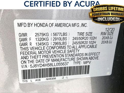 Used 2020 Acura MDX SH-AWD w/ Technology Package image 40