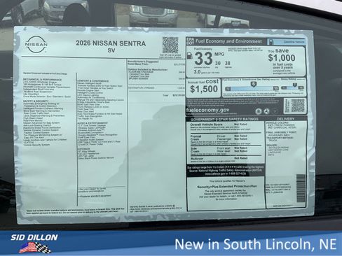 New 2026 Nissan Sentra SV w/ Floor Mat Package image 13