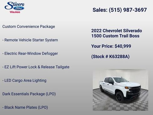Used 2022 Chevrolet Silverado 1500 Custom Trail Boss w/ Safety Confidence Package AWD/4WD image 25