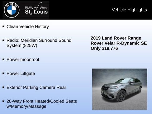Used 2019 Land Rover Range Rover Velar R-Dynamic SE AWD/4WD image 7