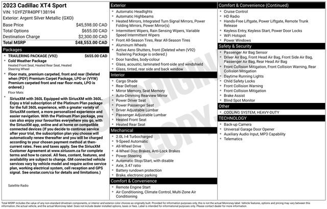 Used 2023 Cadillac XT4 Sport w/ Trailering Package AWD/4WD image 37