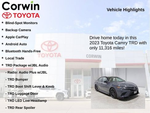 Used 2023 Toyota Camry TRD w/ TRD Package w/JBL Audio FWD image 7
