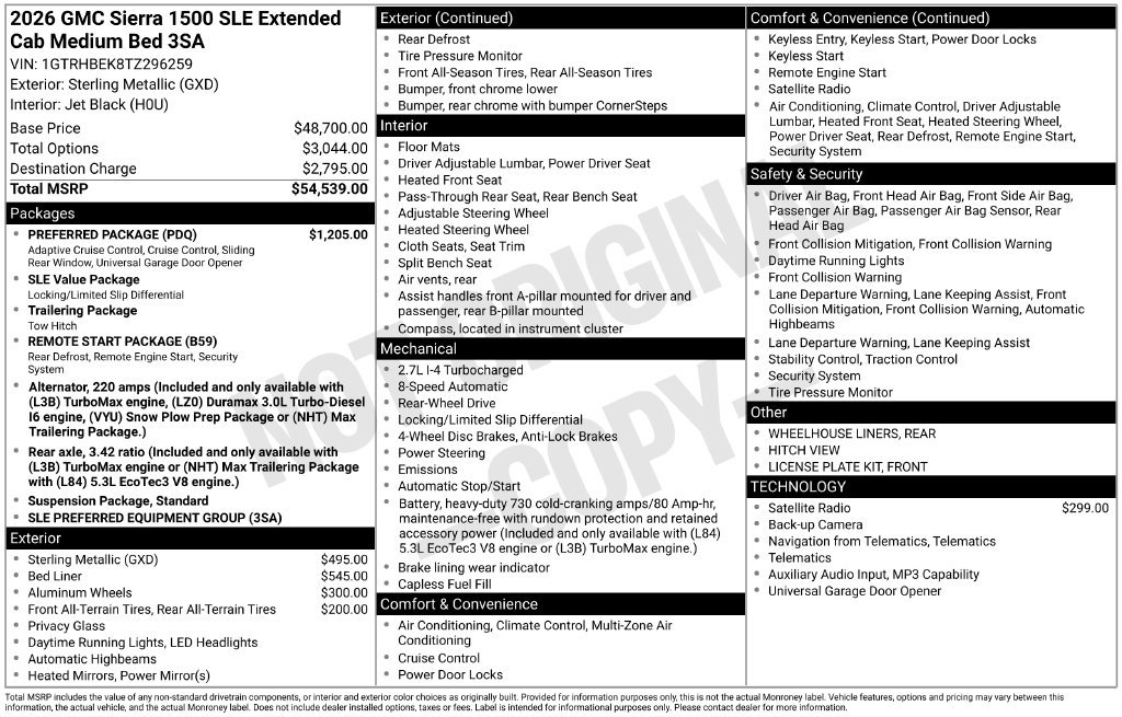 New 2026 GMC Sierra 1500 SLE w/ Preferred Package RWD image 54