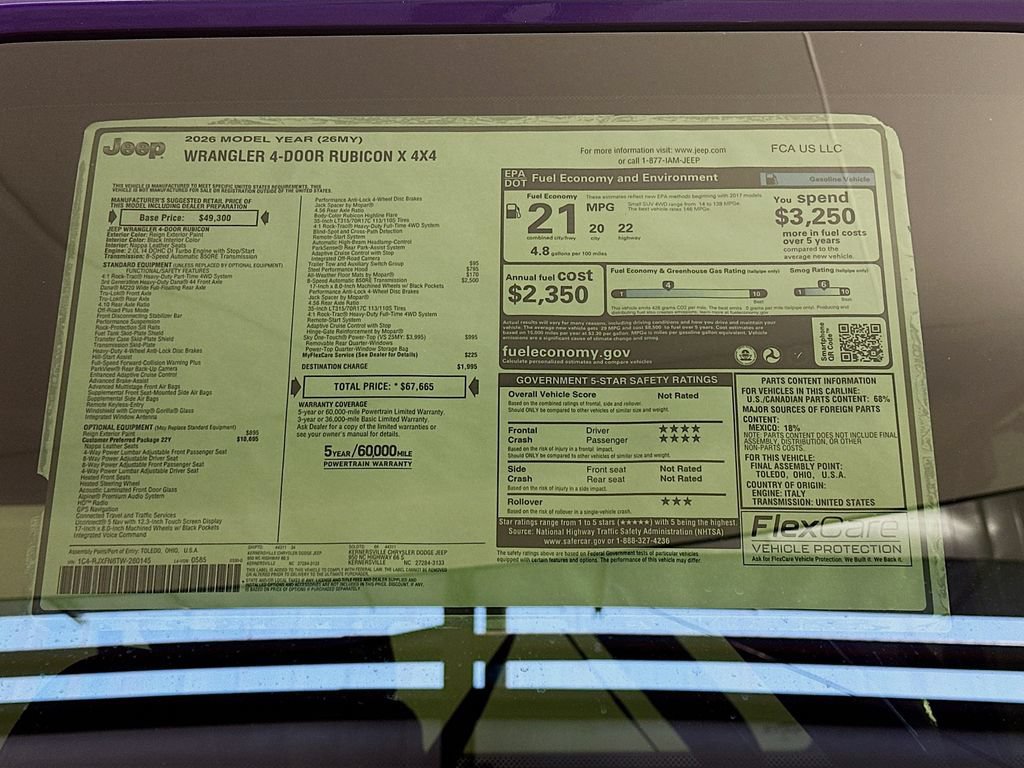 New 2026 Jeep Wrangler Unlimited Rubicon AWD/4WD image 20