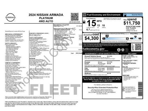 Certified 2024 Nissan Armada Platinum w/ Captain's Chairs Package image 15