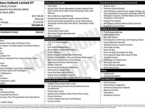 Used 2020 Subaru Outback Limited XT w/ Popular Package #2 image 2