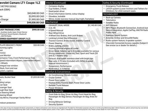 Used 2023 Chevrolet Camaro LT w/ Technology Package RWD image 20