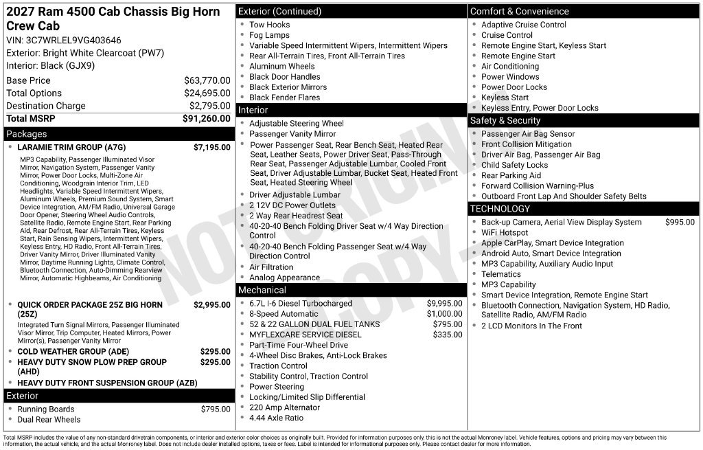 New 2027 RAM 4500 4x4 Crew Cab DRW w/ Laramie Trim Package image 26