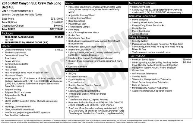 Used 2016 GMC Canyon SLE w/ Trailering Package AWD/4WD image 12