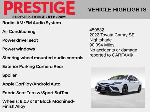 Used 2022 Toyota Camry SE image 2