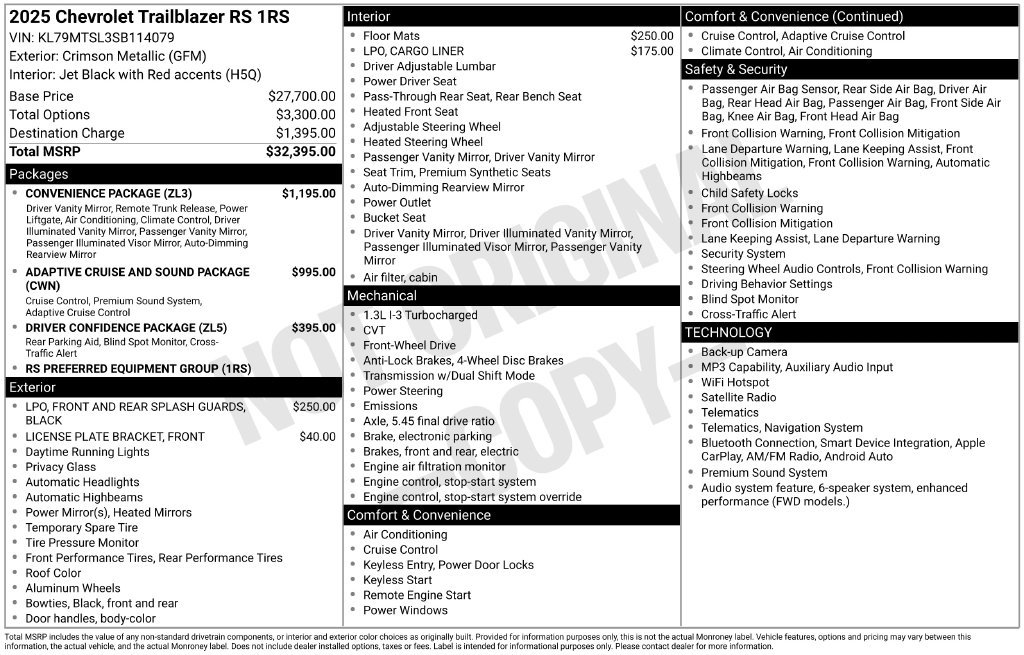 Used 2025 Chevrolet TrailBlazer RS w/ Convenience Package FWD image 6