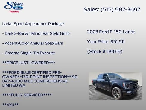 Used 2023 Ford F150 Lariat w/ Equipment Group 502A High AWD/4WD image 16
