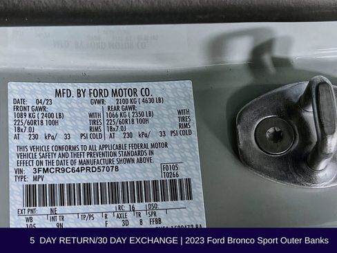 Certified 2023 Ford Bronco Sport Outer Banks w/ Tech Package AWD/4WD image 39