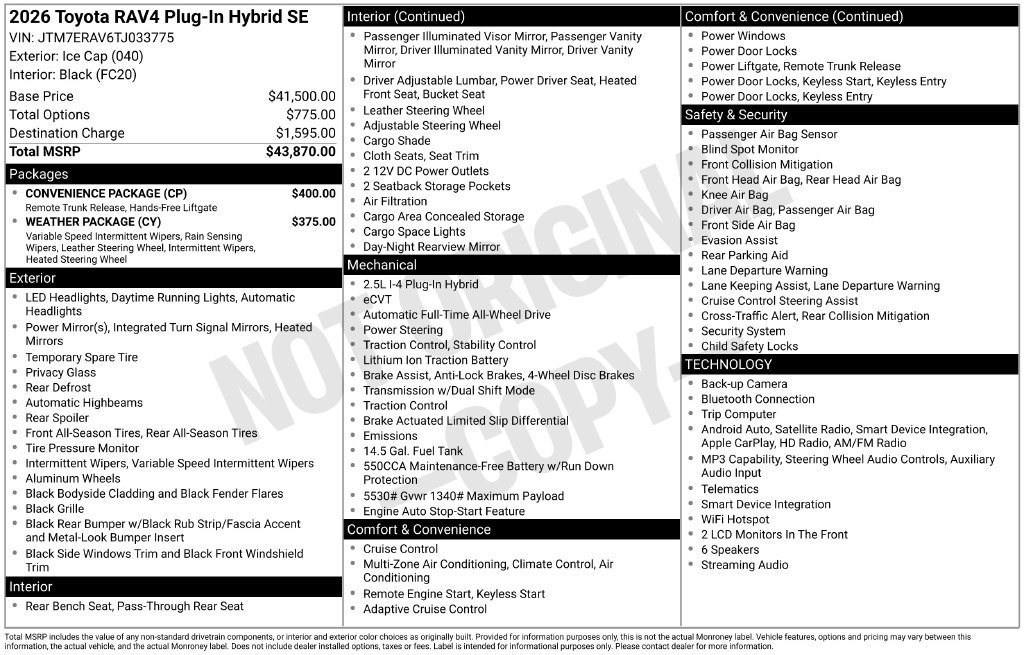 Used 2026 Toyota RAV4 SE w/ Convenience Package AWD/4WD image 32