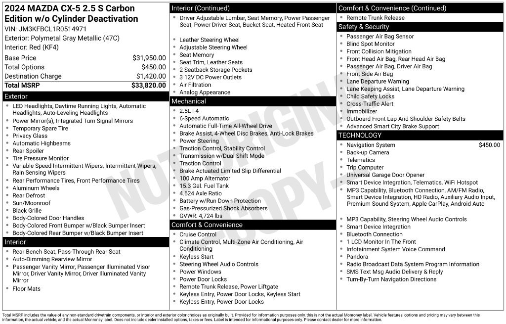 Used 2024 MAZDA CX-5 Carbon Edition AWD/4WD image 3