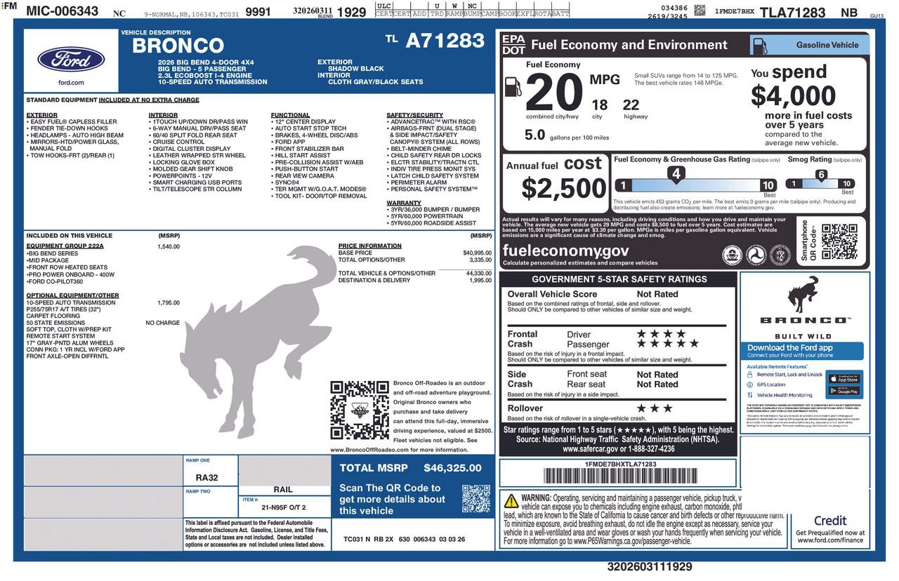 Used 2026 Ford Bronco Big Bend AWD/4WD image 5