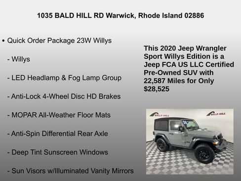 Certified 2020 Jeep Wrangler Sport image 7