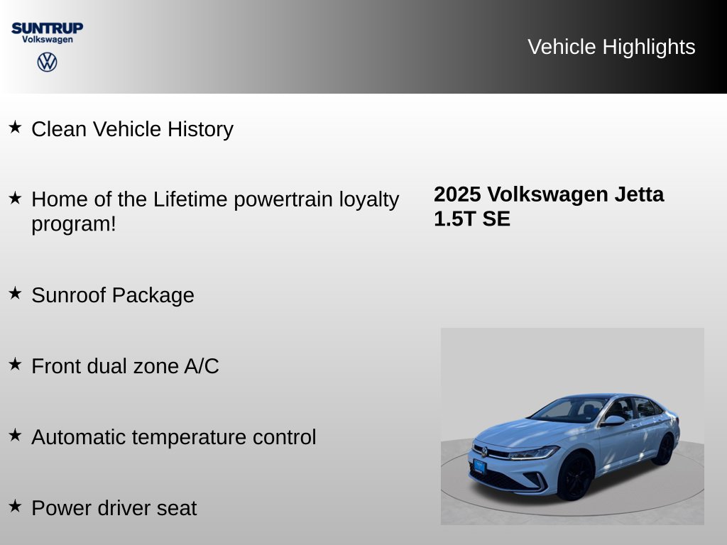 Used 2025 Volkswagen Jetta SE w/ Sunroof Package FWD image 8