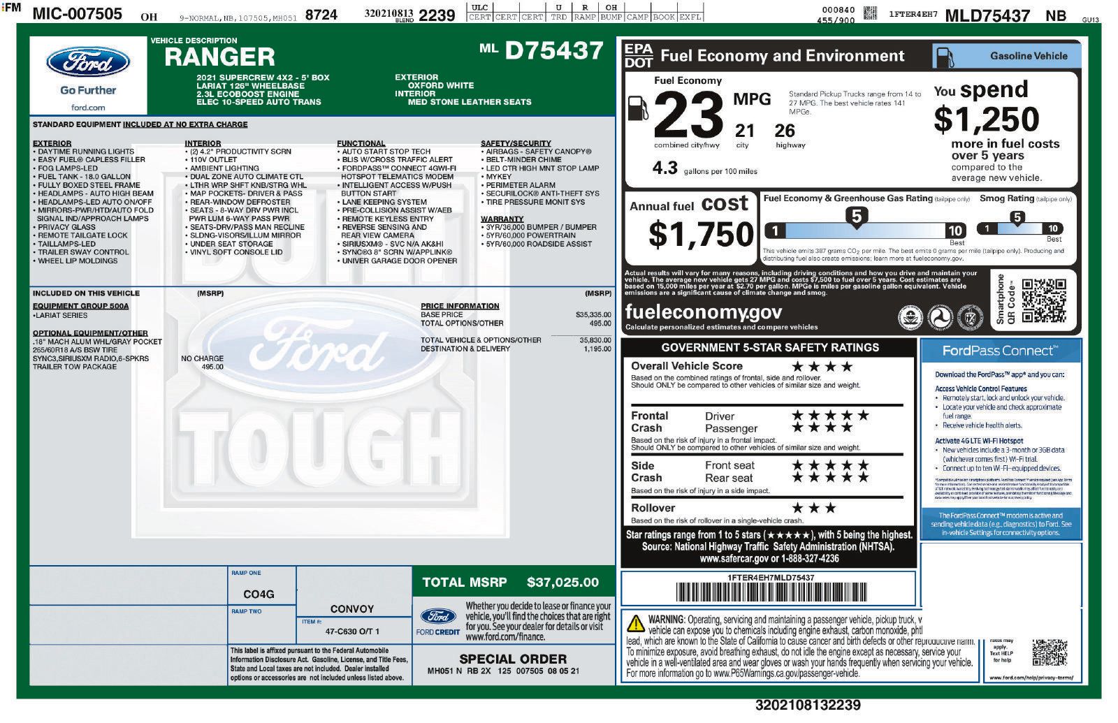 Used 2021 Ford Ranger Lariat w/ Trailer Tow Package RWD image 32
