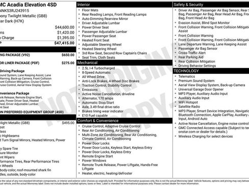 Used 2024 GMC Acadia Elevation w/ Trailering Package AWD/4WD image 2