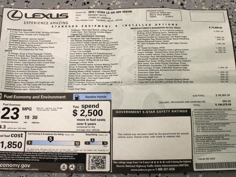 Used 2018 Lexus LS 500 w/ Luxury Package RWD image 90