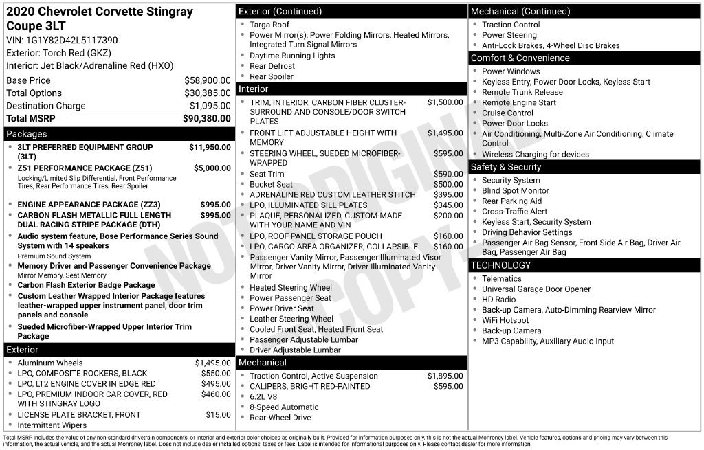 Used 2020 Chevrolet Corvette Stingray Premium Cpe w/ 3LT Preferred Equipment Group RWD image 24